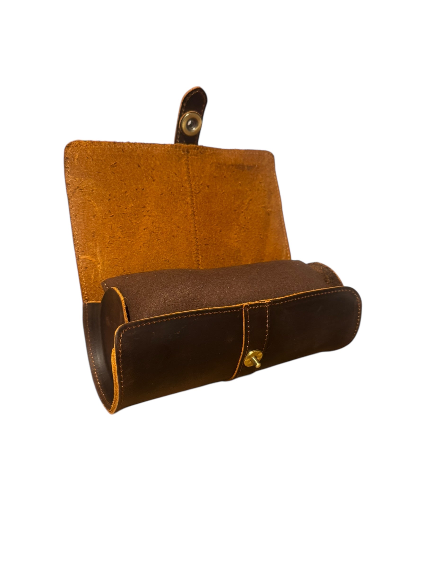 Burlington 3 Watch Roll - Bourbon Leather