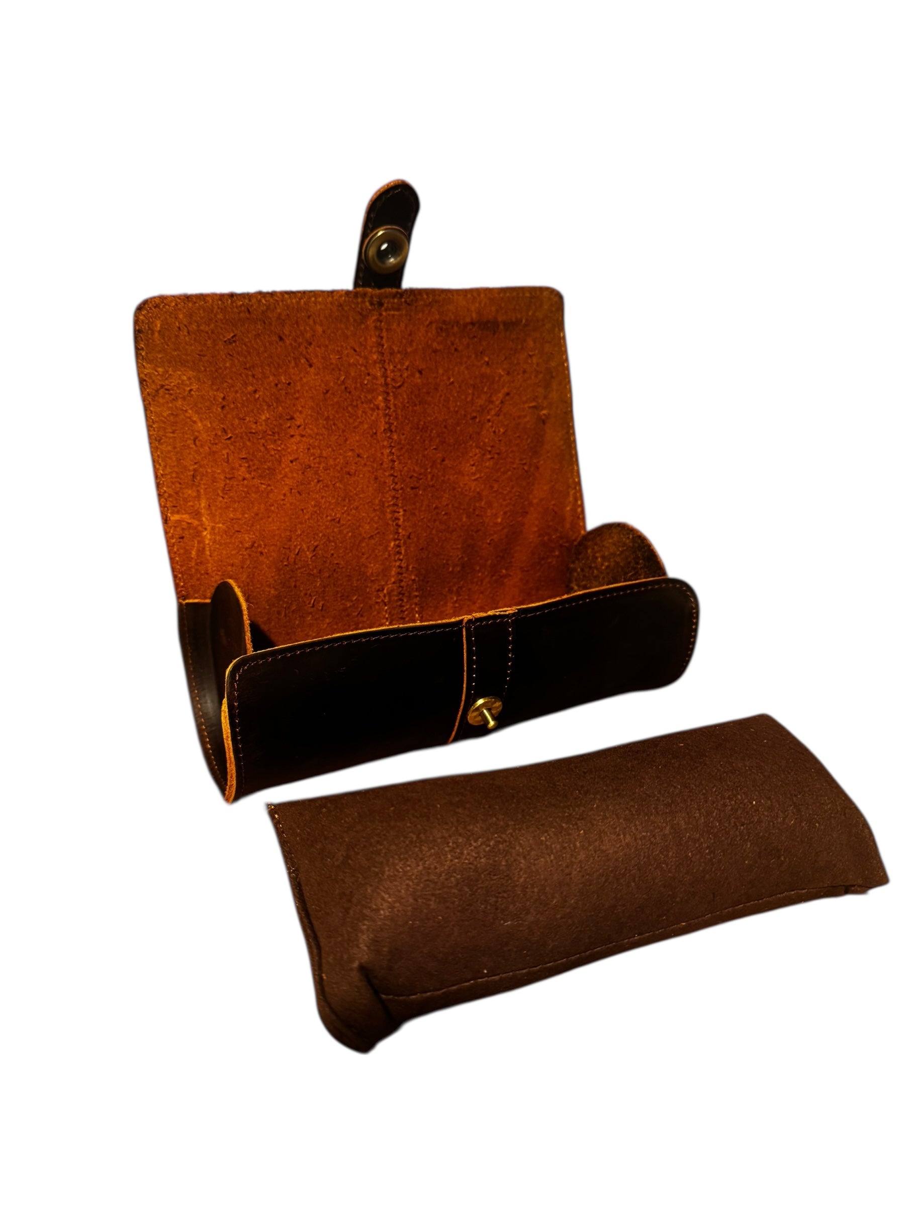 Burlington 3 Watch Roll - Bourbon Leather