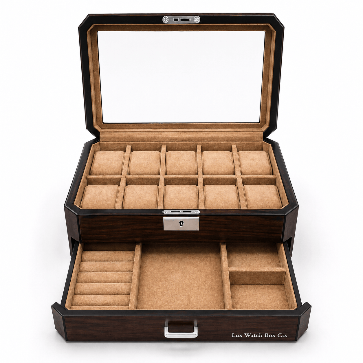 Pavilion Valet 10 Watch Box - Burnished Walnut