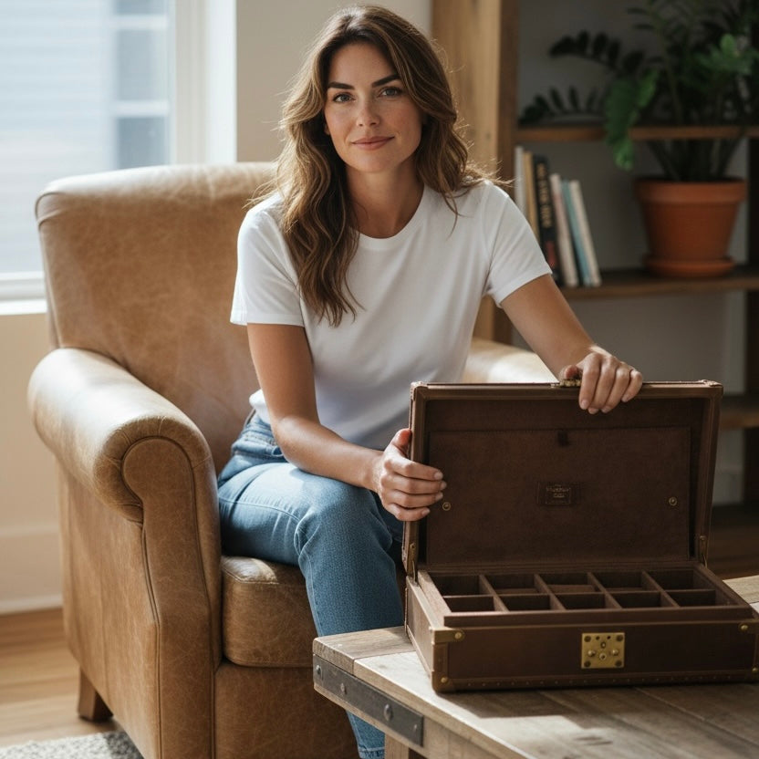 Burlington 10 Watch Chest - Bourbon Leather