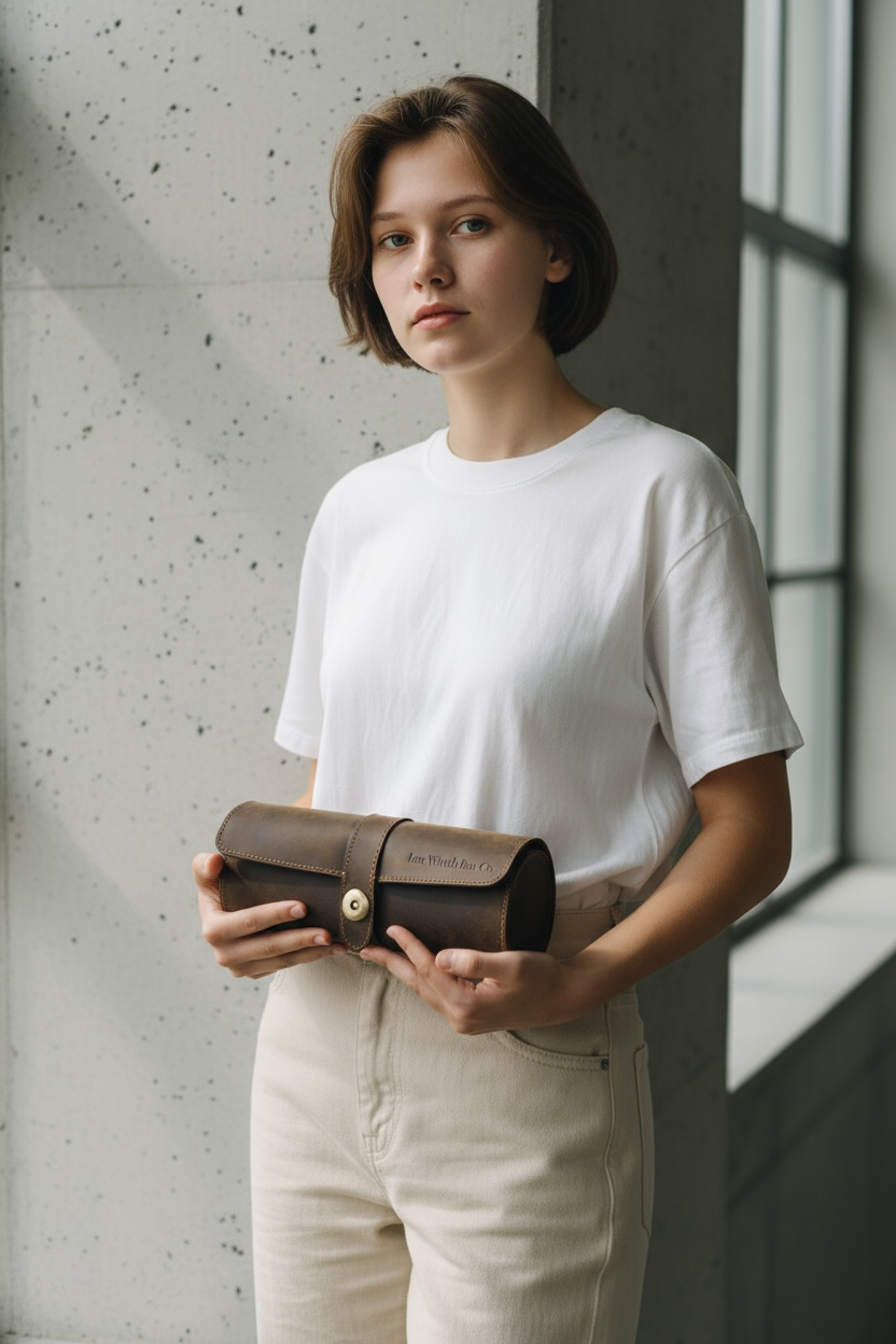 Burlington 3 Watch Roll - Bourbon Leather