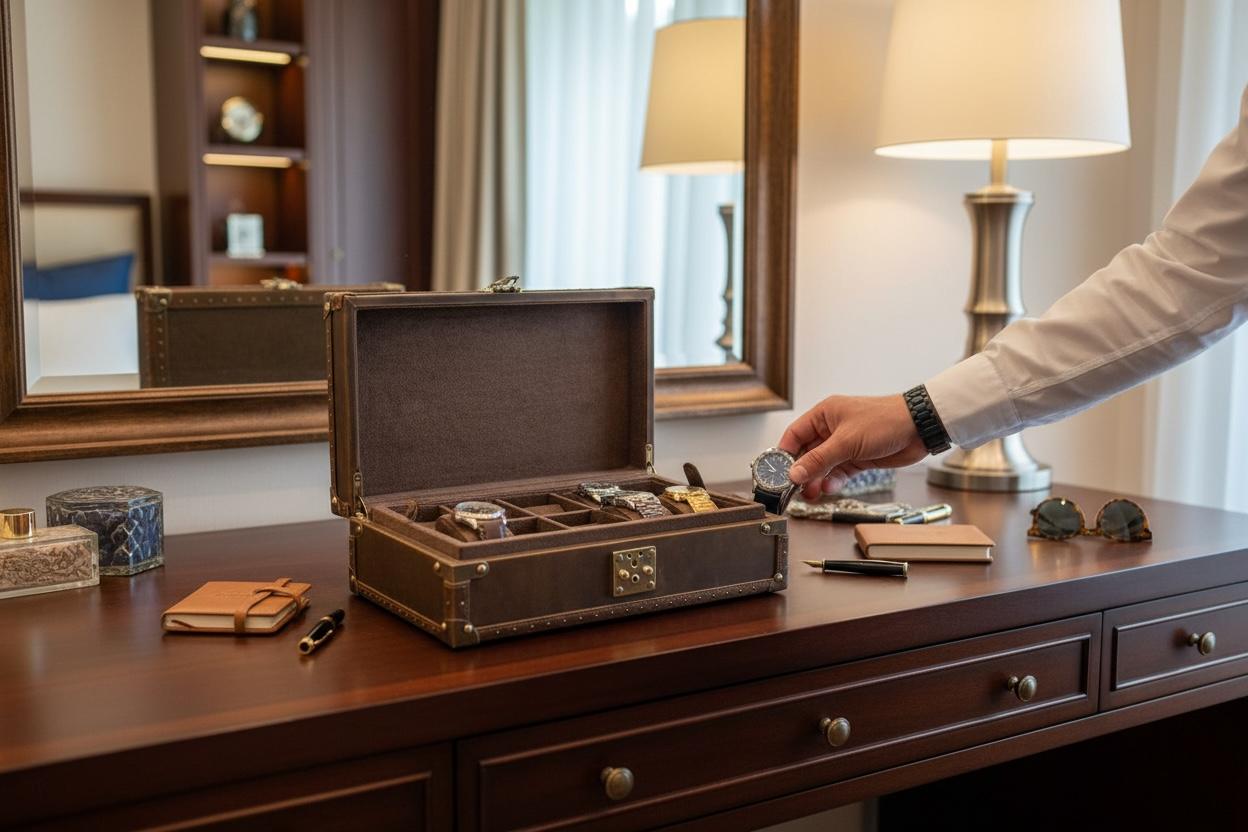 Burlington 10 Watch Chest - Bourbon Leather