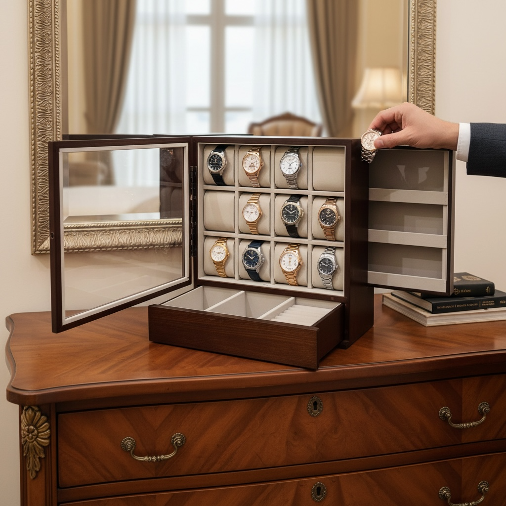 Heritage 12 Watch Cabinet - Walnut Brown