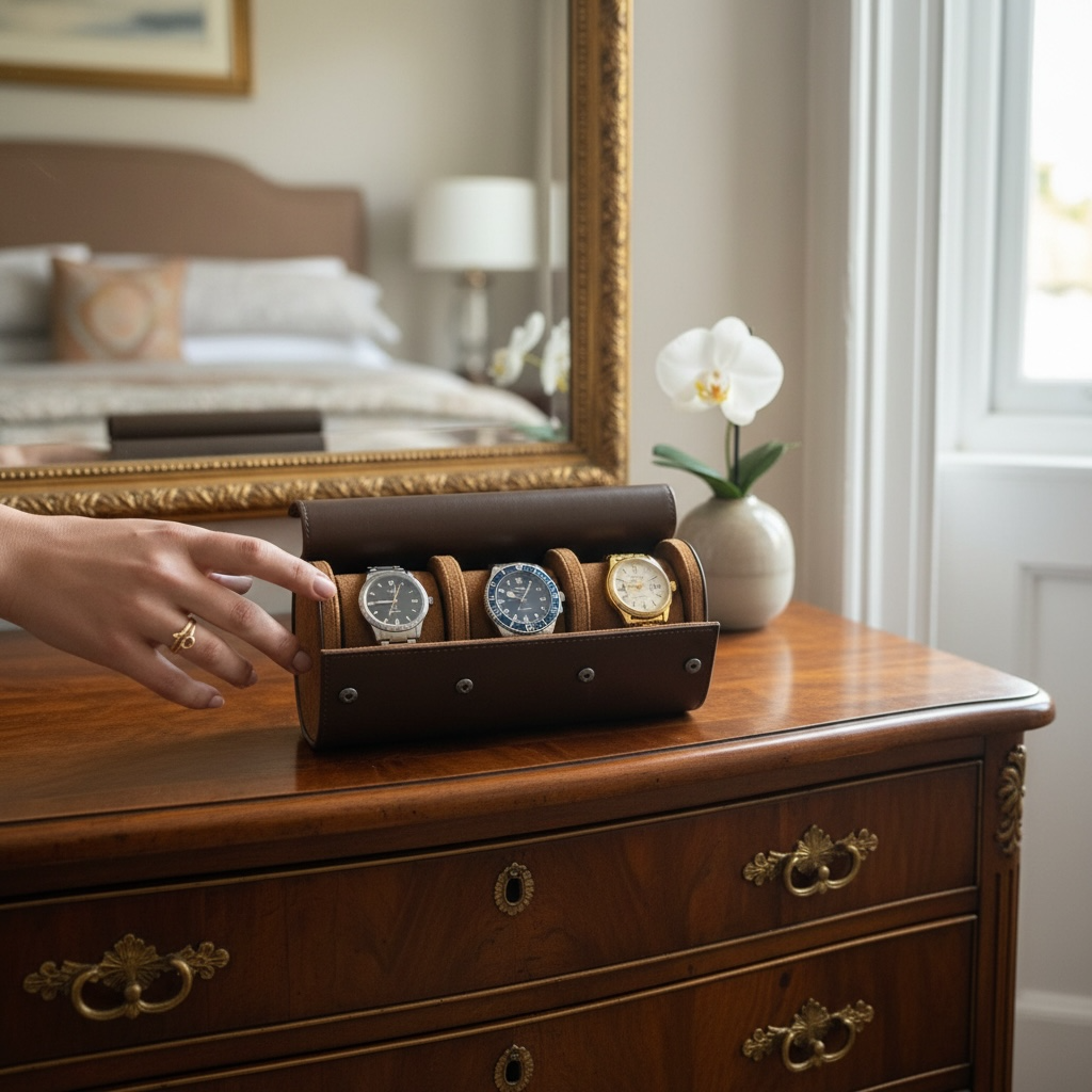 Journey 3 Watch Roll - Tan Brown