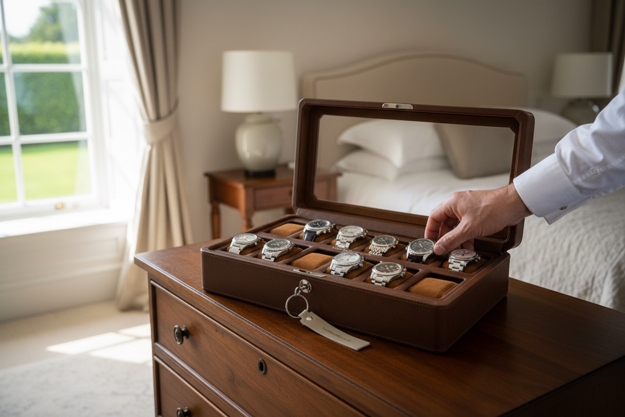 Mayfair 12 Watch Box - Saddle Brown