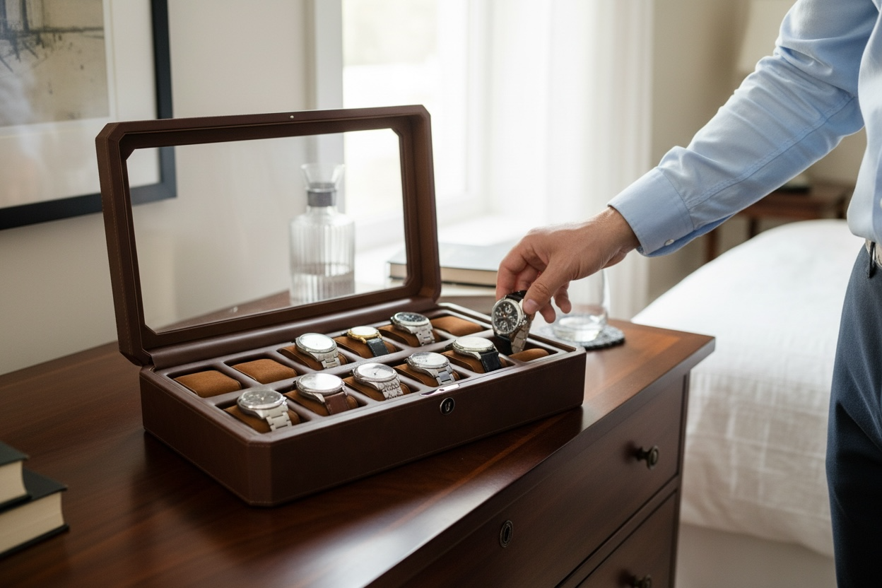 Mayfair 12 Watch Box - Saddle Brown