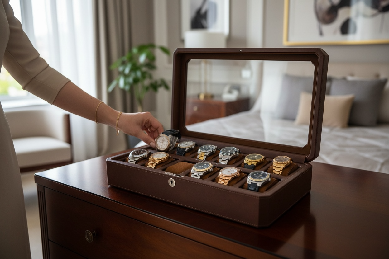 Mayfair 12 Watch Box - Saddle Brown