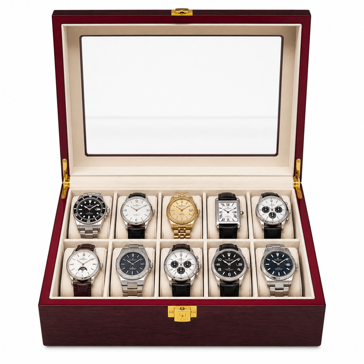 Lux Watch Box Co Watch Box 10 Foundry 10 Watch Box - Cherry Redwood