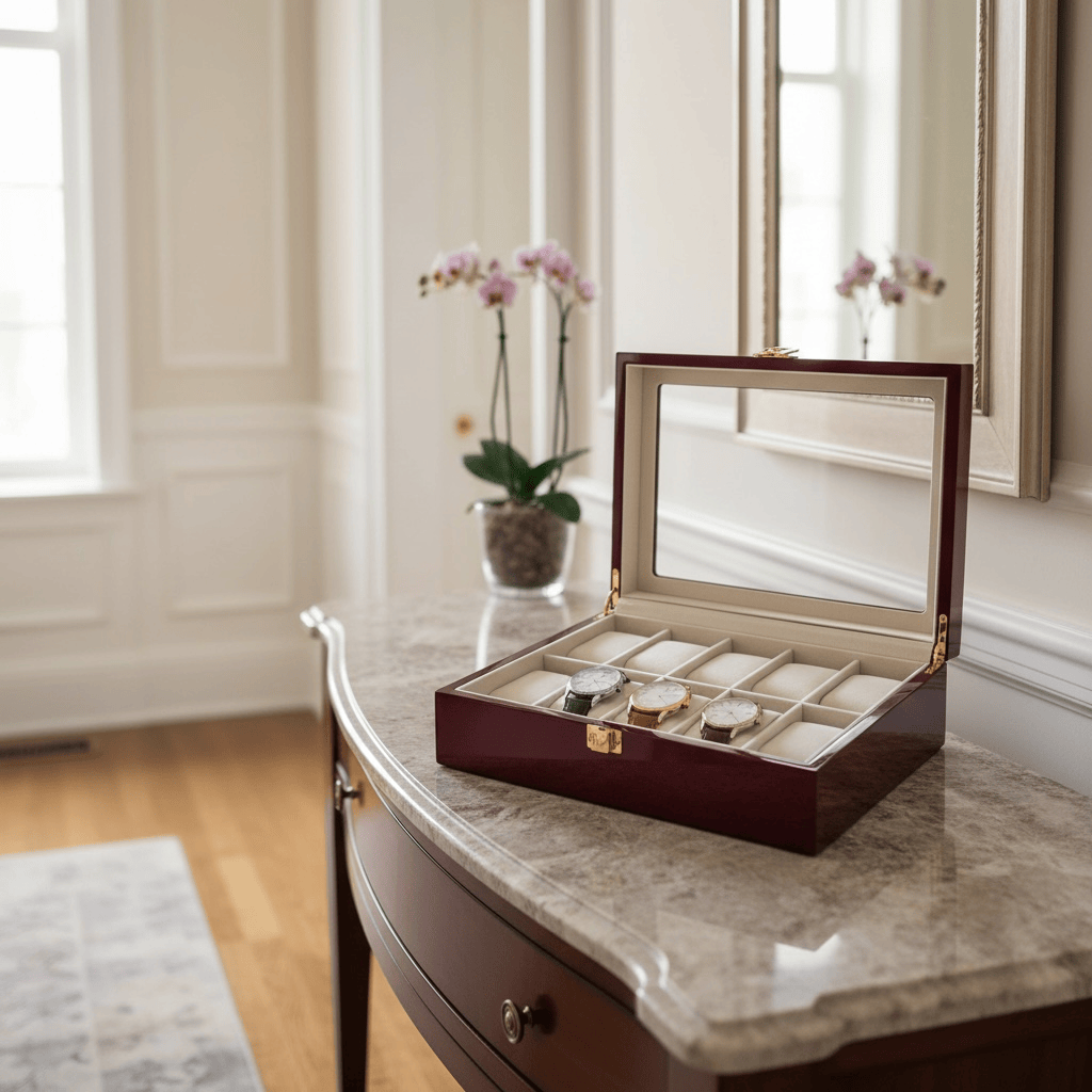 Lux Watch Box Co Watch Box 10 Foundry 10 Watch Box - Cherry Redwood