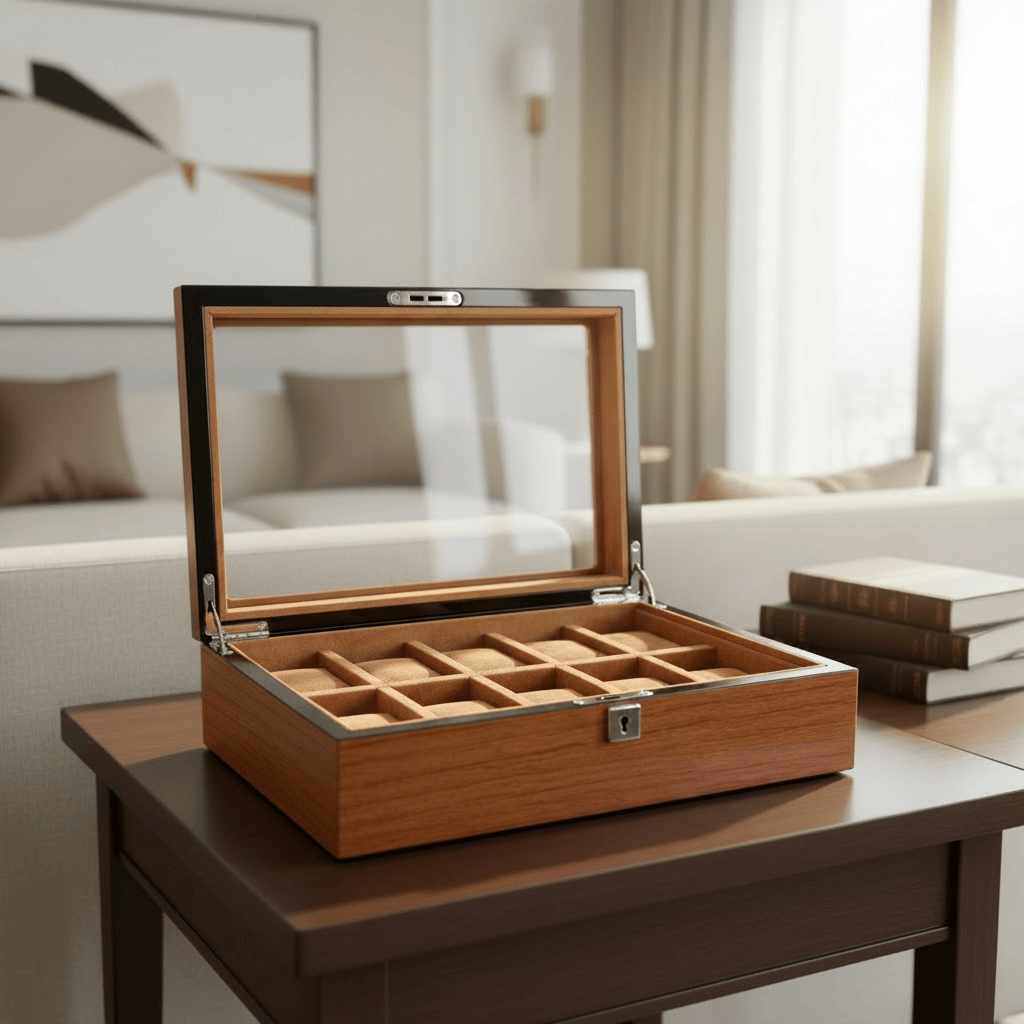 Lux Watch Box Co Watch Box 10 Heritage 10 Watch Box - Chestnut Brown