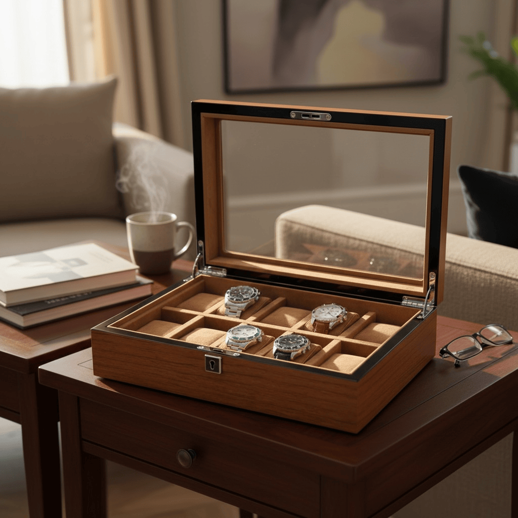 Lux Watch Box Co Watch Box 10 Heritage 10 Watch Box - Chestnut Brown