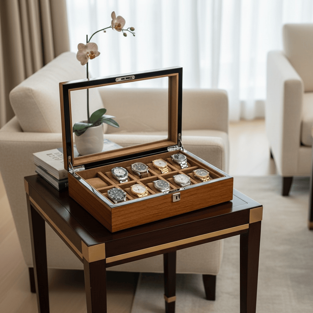Lux Watch Box Co Watch Box 10 Heritage 10 Watch Box - Chestnut Brown
