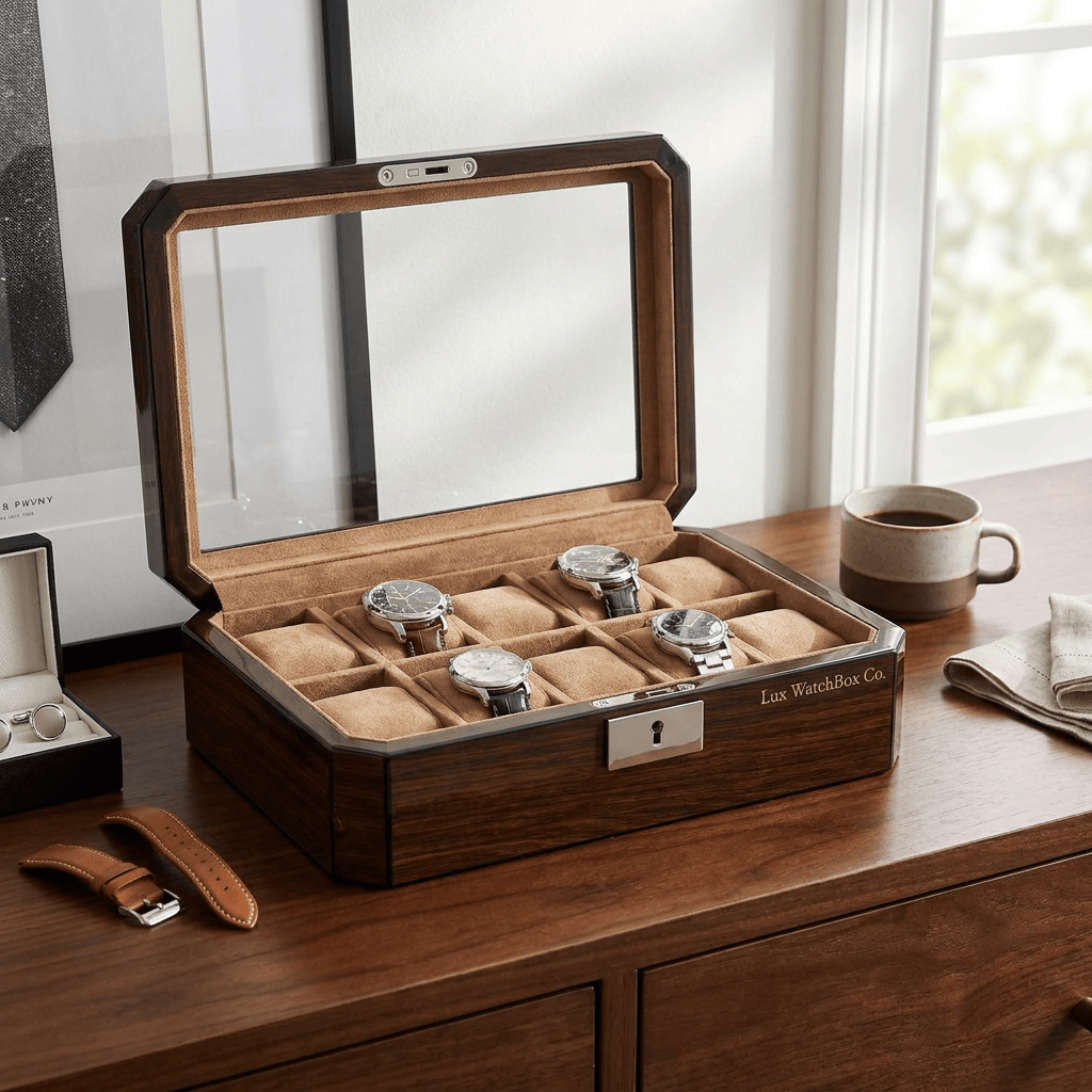 Lux Watch Box Co Watch Box 10 Pavilion 10 Watch Box - Burnished Walnut