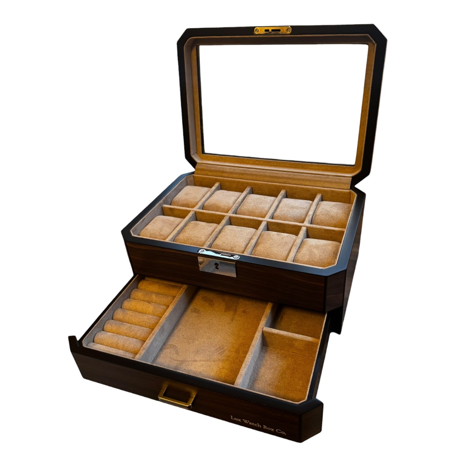 Lux Watch Box Co Watch Box 10 Pavilion Valet 10 Watch Box - Burnished Walnut