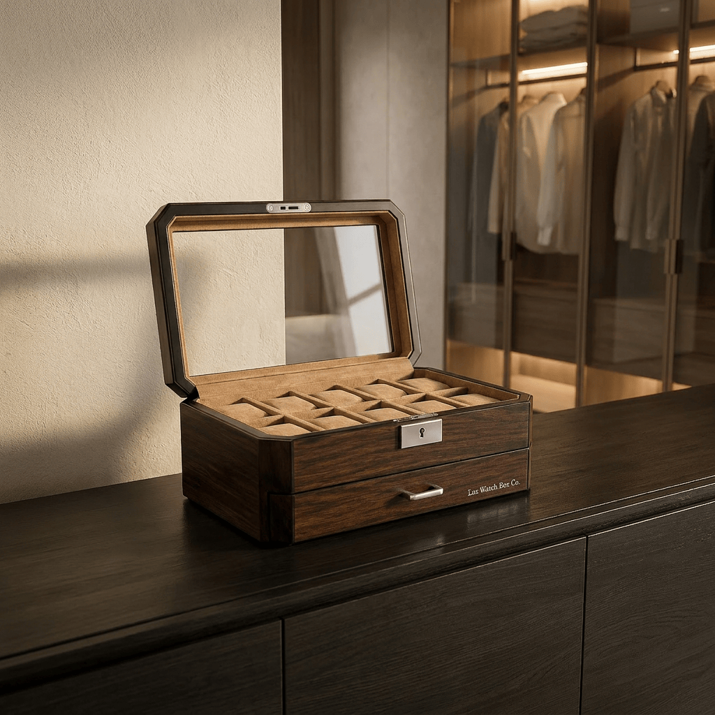 Lux Watch Box Co Watch Box 10 Pavilion Valet 10 Watch Box - Burnished Walnut