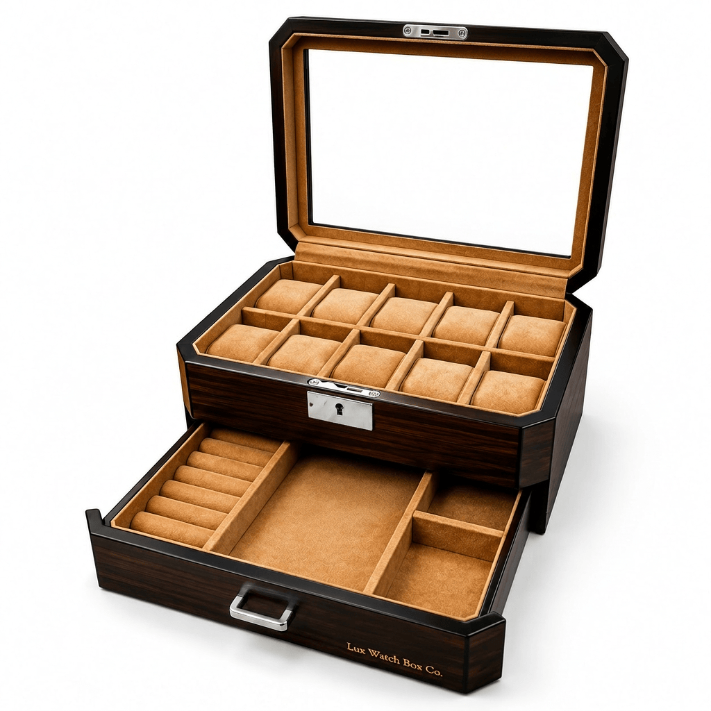 Lux Watch Box Co Watch Box 10 Pavilion Valet 10 Watch Box - Burnished Walnut