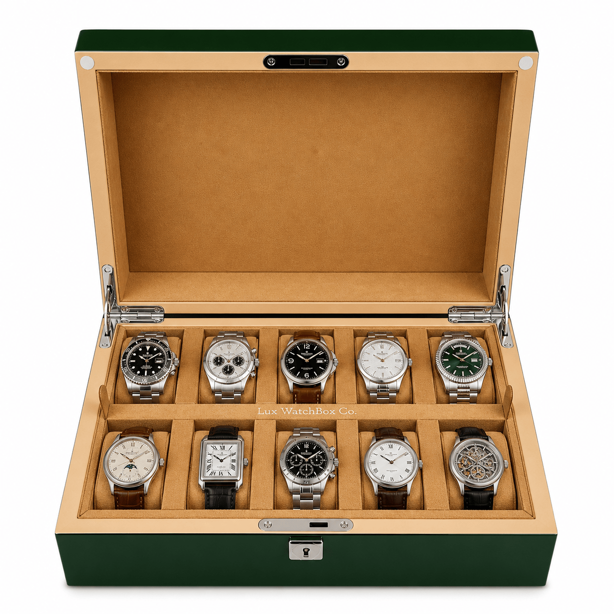 Lux Watch Box Co Watch Box 10 Regency 10 Watch Box - Forest Green