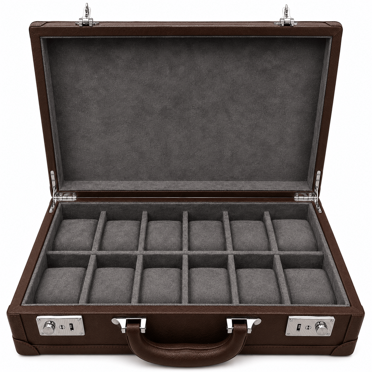 Lux Watch Box Co Watch Box 12 / Cognac Brown Mayfair Attaché 12 Watch Case