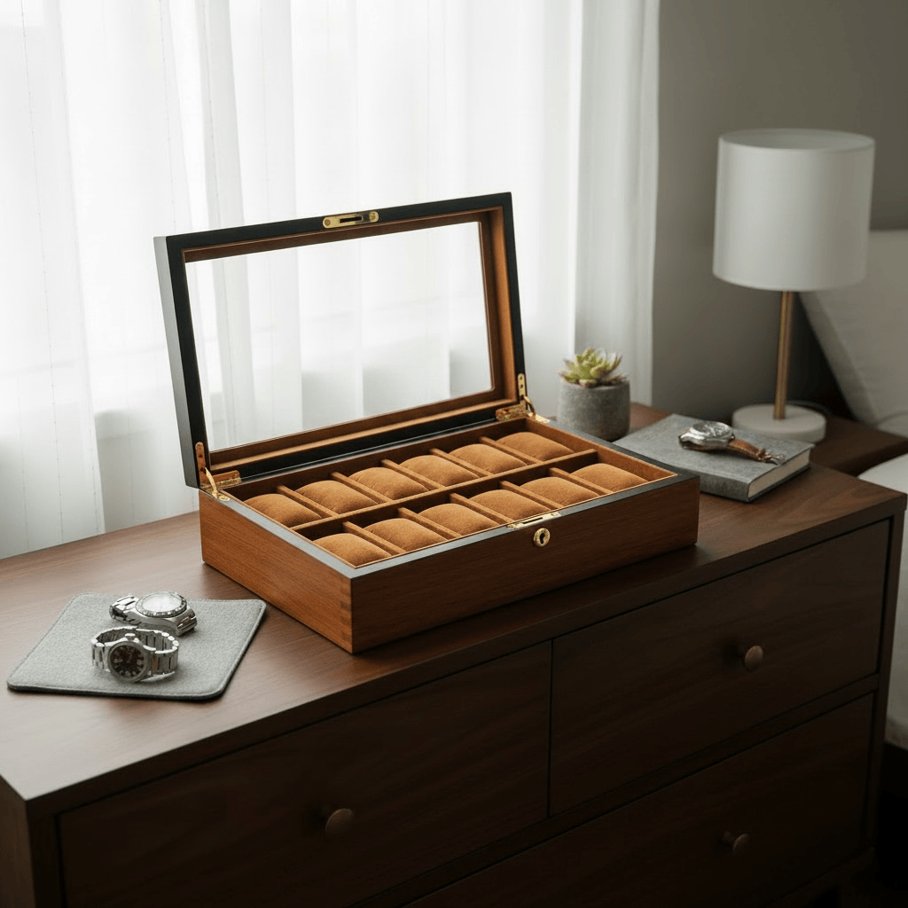 Lux Watch Box Co Watch Box 12 Heritage 12 Watch Box - Amber Chestnut