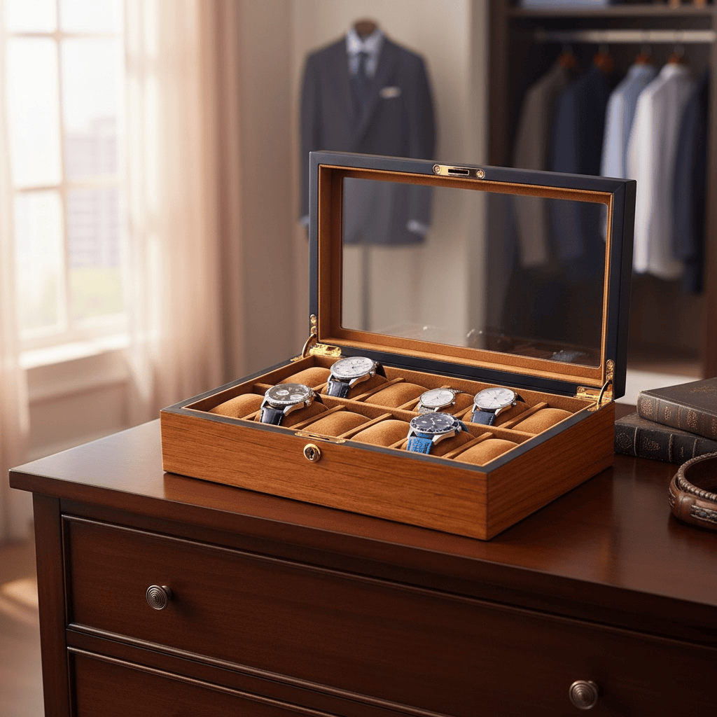 Lux Watch Box Co Watch Box 12 Heritage 12 Watch Box - Amber Chestnut