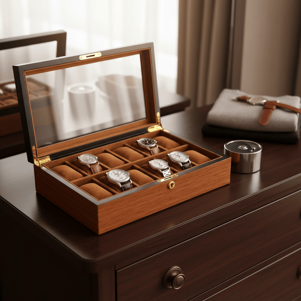 Lux Watch Box Co Watch Box 12 Heritage 12 Watch Box - Amber Chestnut