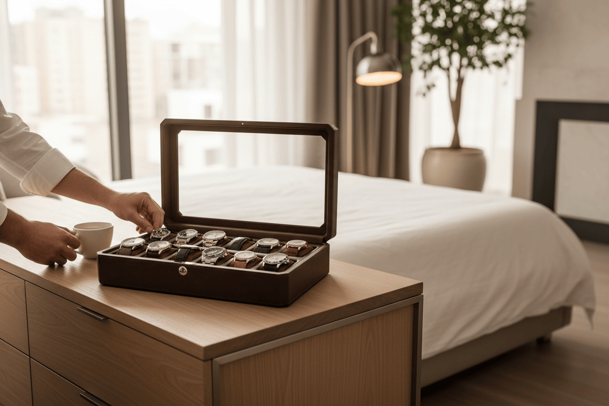 Lux Watch Box Co Watch Box 12 Mayfair 12 Watch Box - Saddle Brown