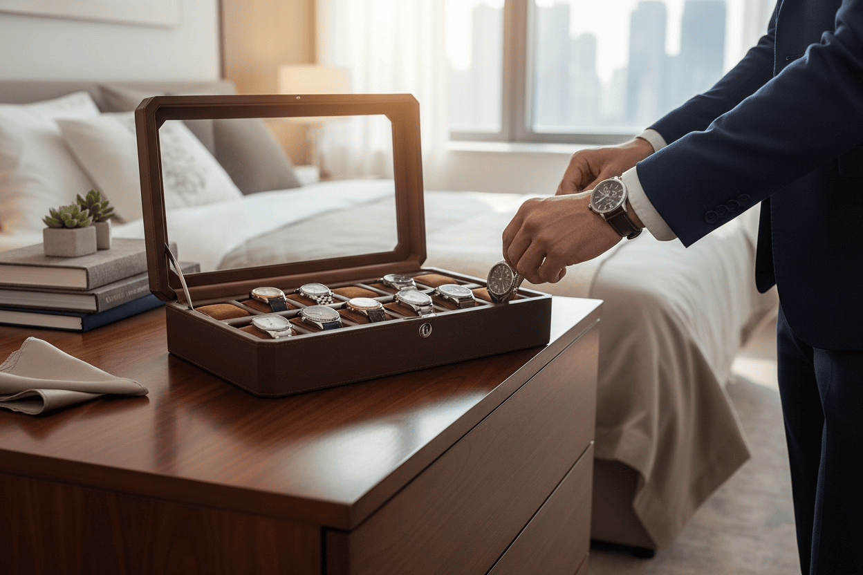 Lux Watch Box Co Watch Box 12 Mayfair 12 Watch Box - Saddle Brown