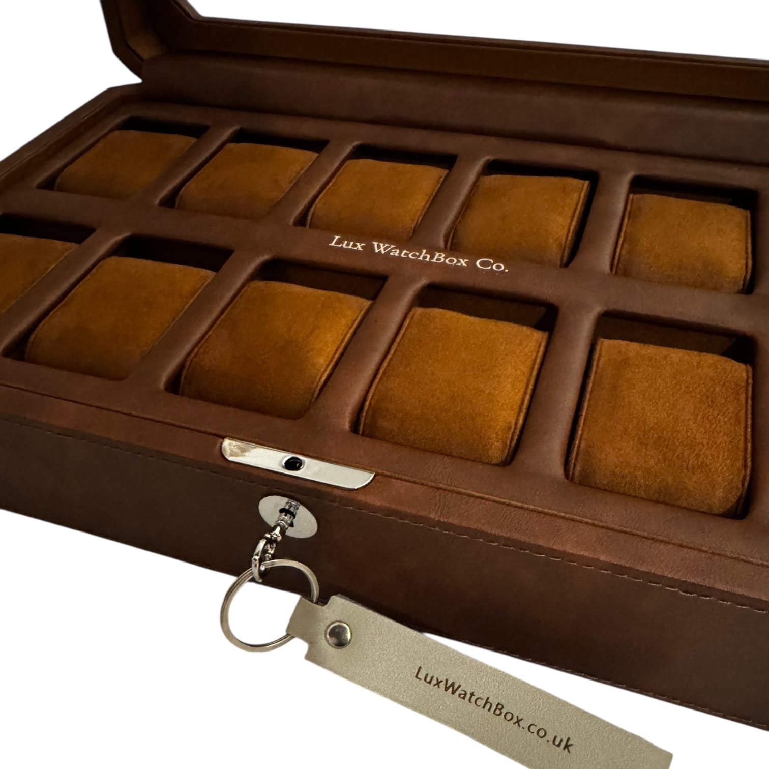 Lux Watch Box Co Watch Box 12 Mayfair 12 Watch Box - Saddle Brown