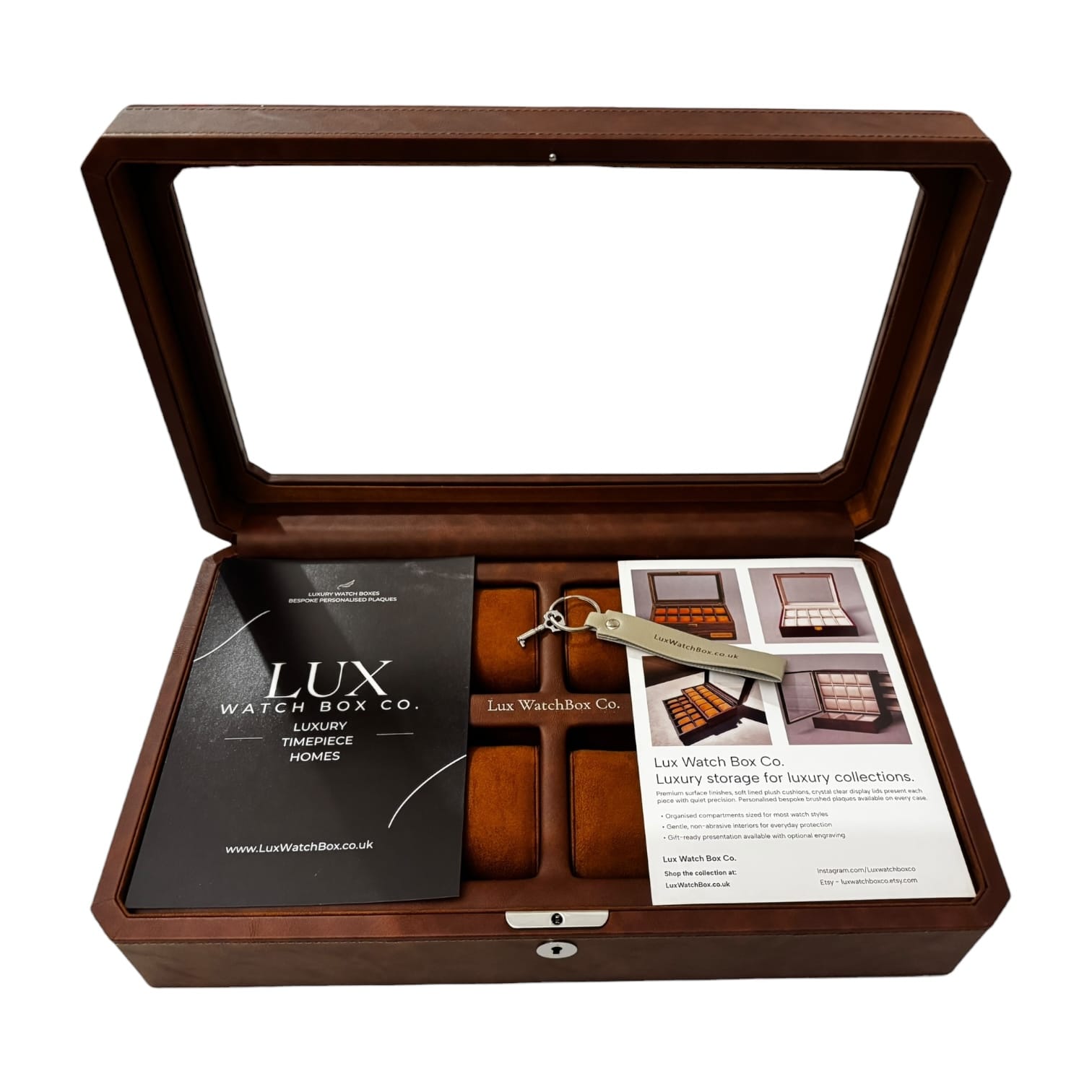 Lux Watch Box Co Watch Box 12 Mayfair 12 Watch Box - Saddle Brown