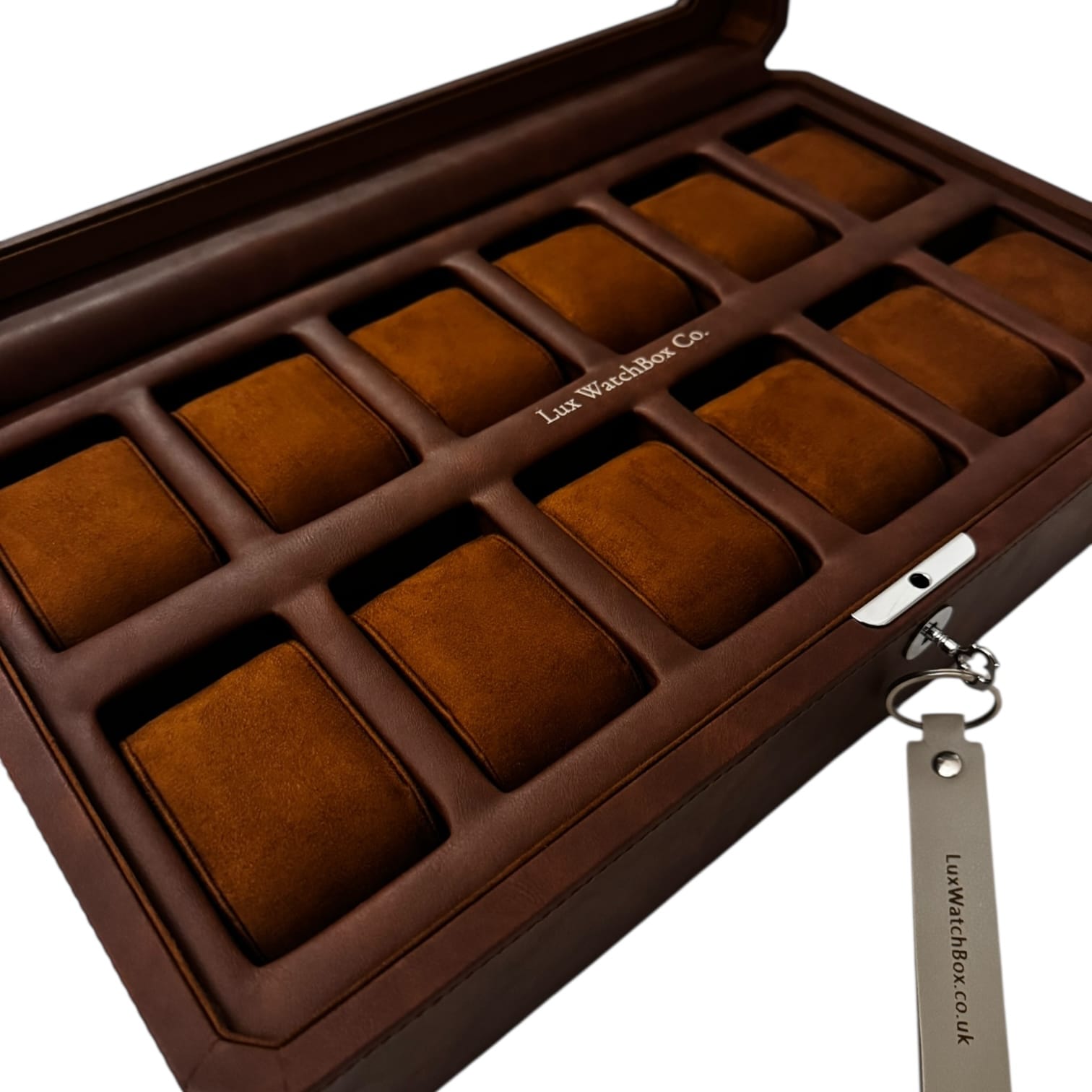 Lux Watch Box Co Watch Box 12 Mayfair 12 Watch Box - Saddle Brown