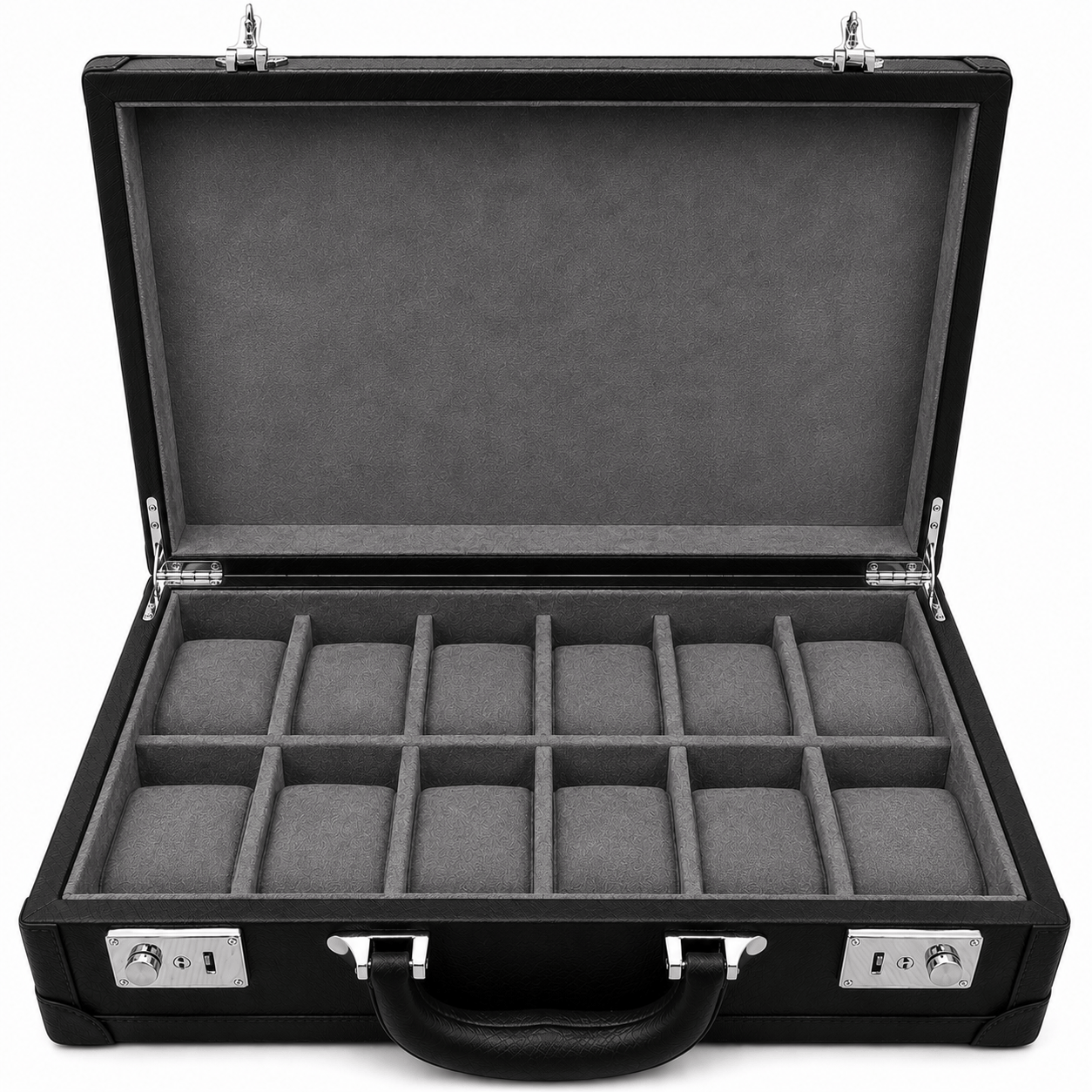 Lux Watch Box Co Watch Box 12 / Onyx Black Mayfair Attaché 12 Watch Case