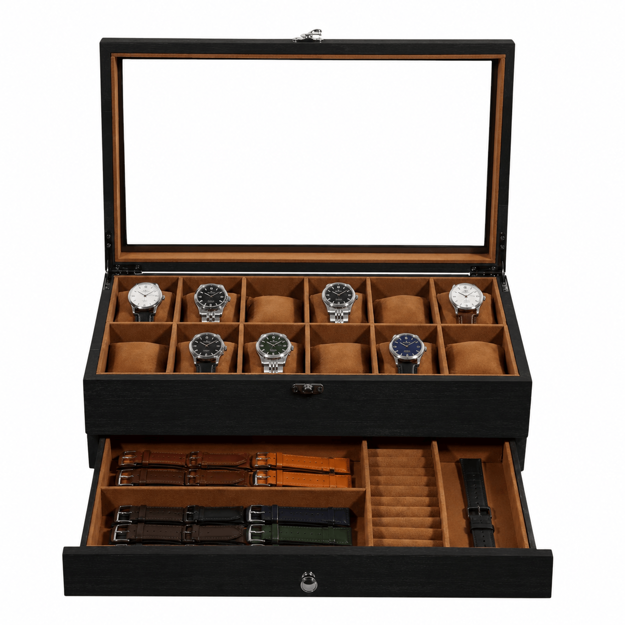 Lux Watch Box Co Watch Box 12 Signature 12 Watch Box - Piano Black