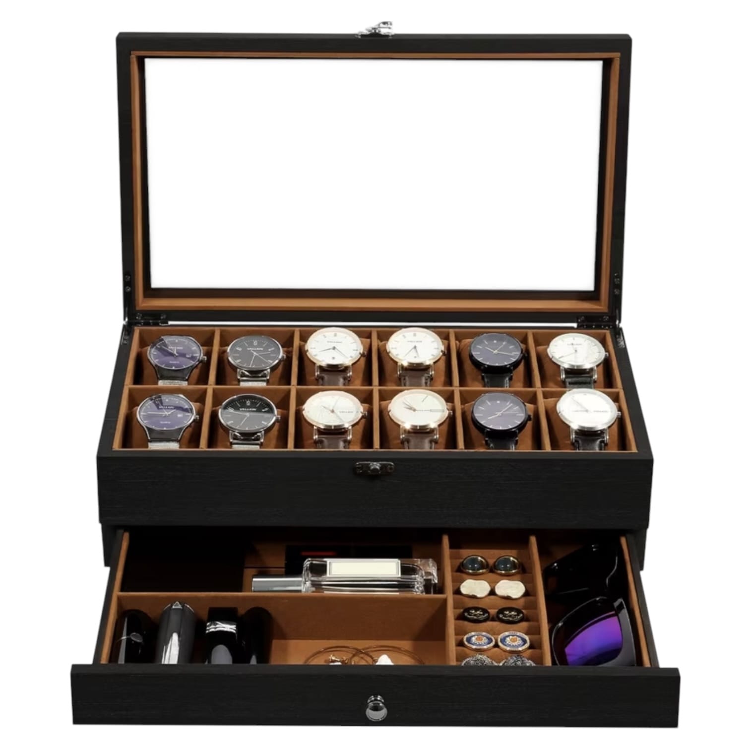 Lux Watch Box Co Watch Box 12 Signature 12 Watch Box - Piano Black