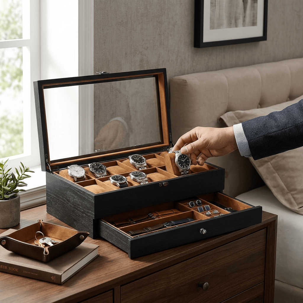 Lux Watch Box Co Watch Box 12 Signature 12 Watch Box - Piano Black