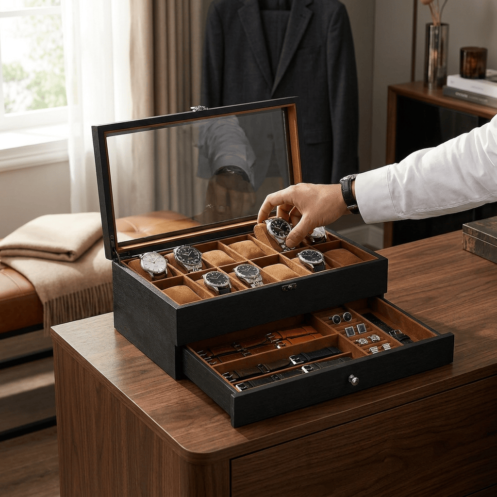 Lux Watch Box Co Watch Box 12 Signature 12 Watch Box - Piano Black