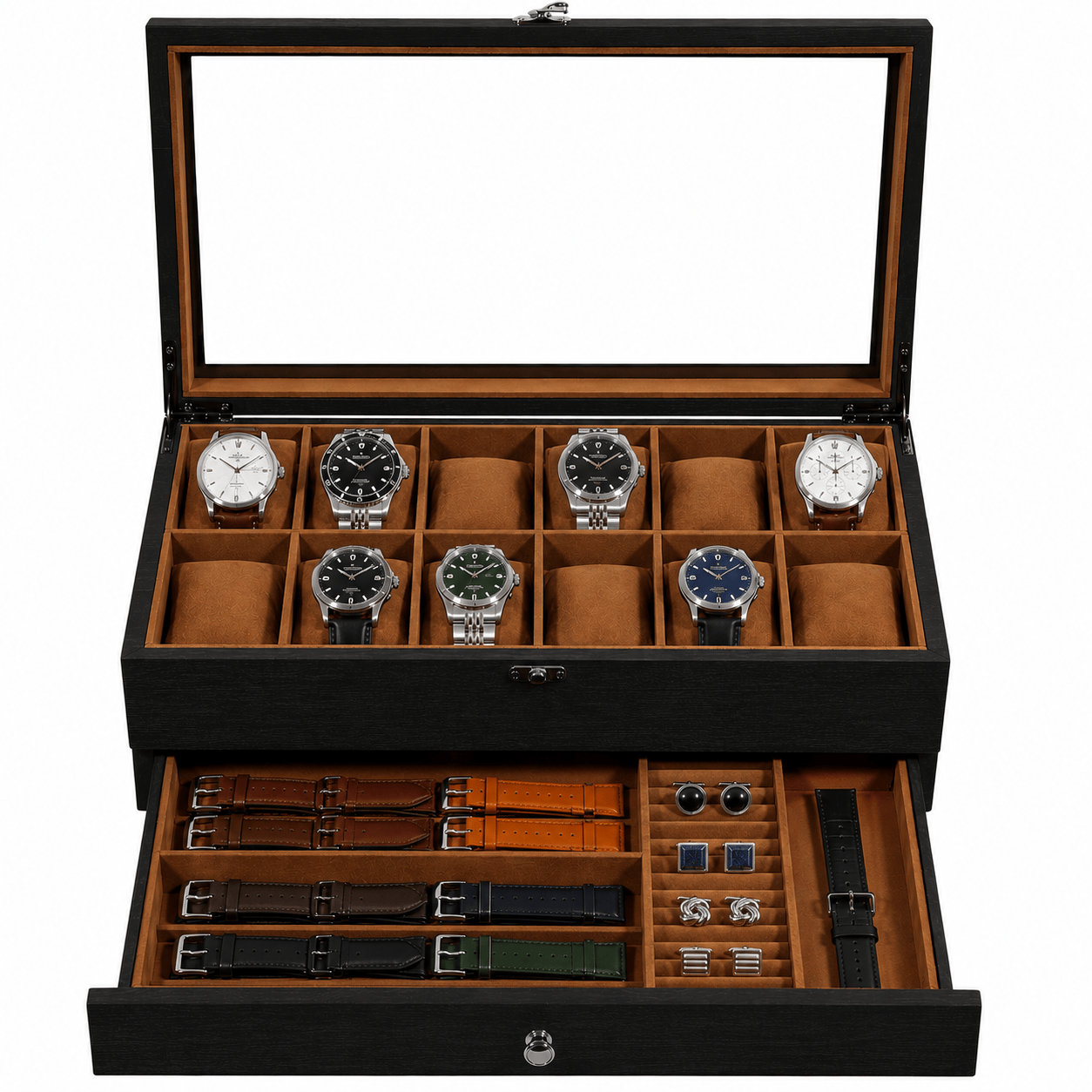 Lux Watch Box Co Watch Box 12 Signature 12 Watch Box - Piano Black