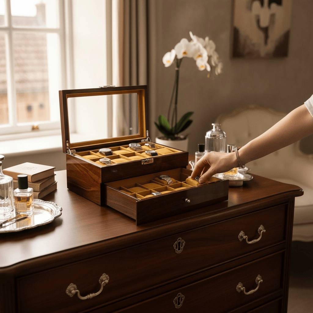 Lux Watch Box Co Watch Box 20 Heritage 20 Watch Box - Walnut Lacquer
