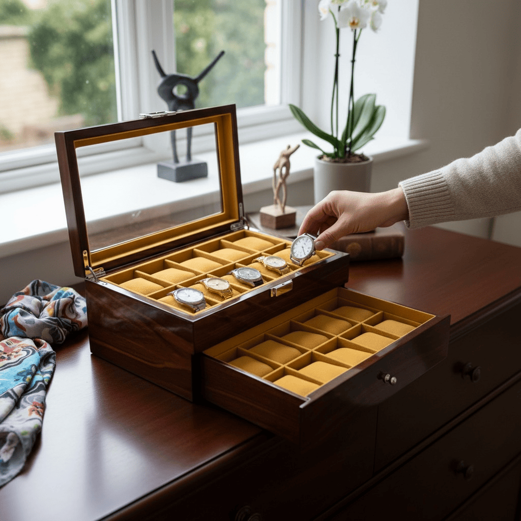Lux Watch Box Co Watch Box 20 Heritage 20 Watch Box - Walnut Lacquer