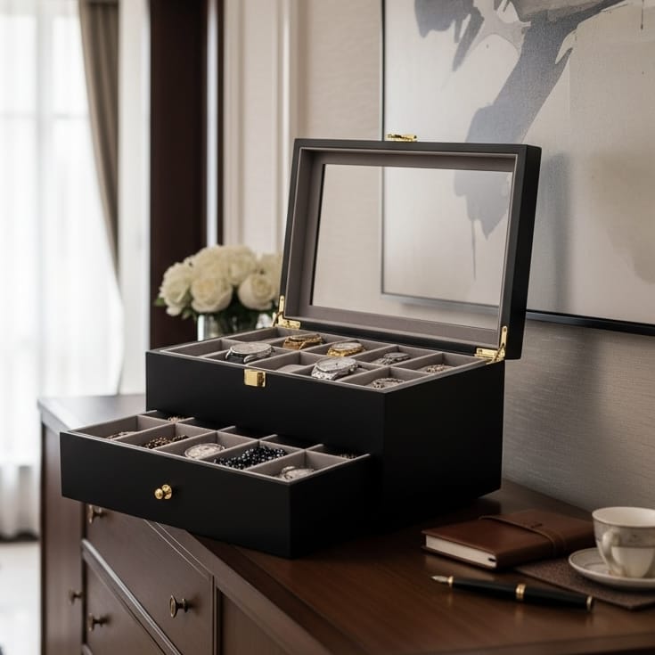 Lux Watch Box Co Watch Box 20 Signature 20 Watch Box - Piano Black