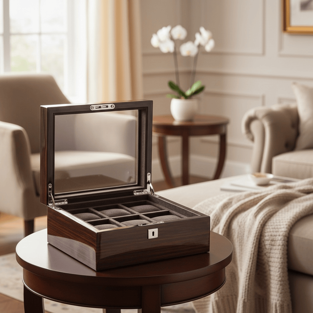 Lux Watch Box Co Watch Box 6 Heritage 6 Watch Box - Espresso Black