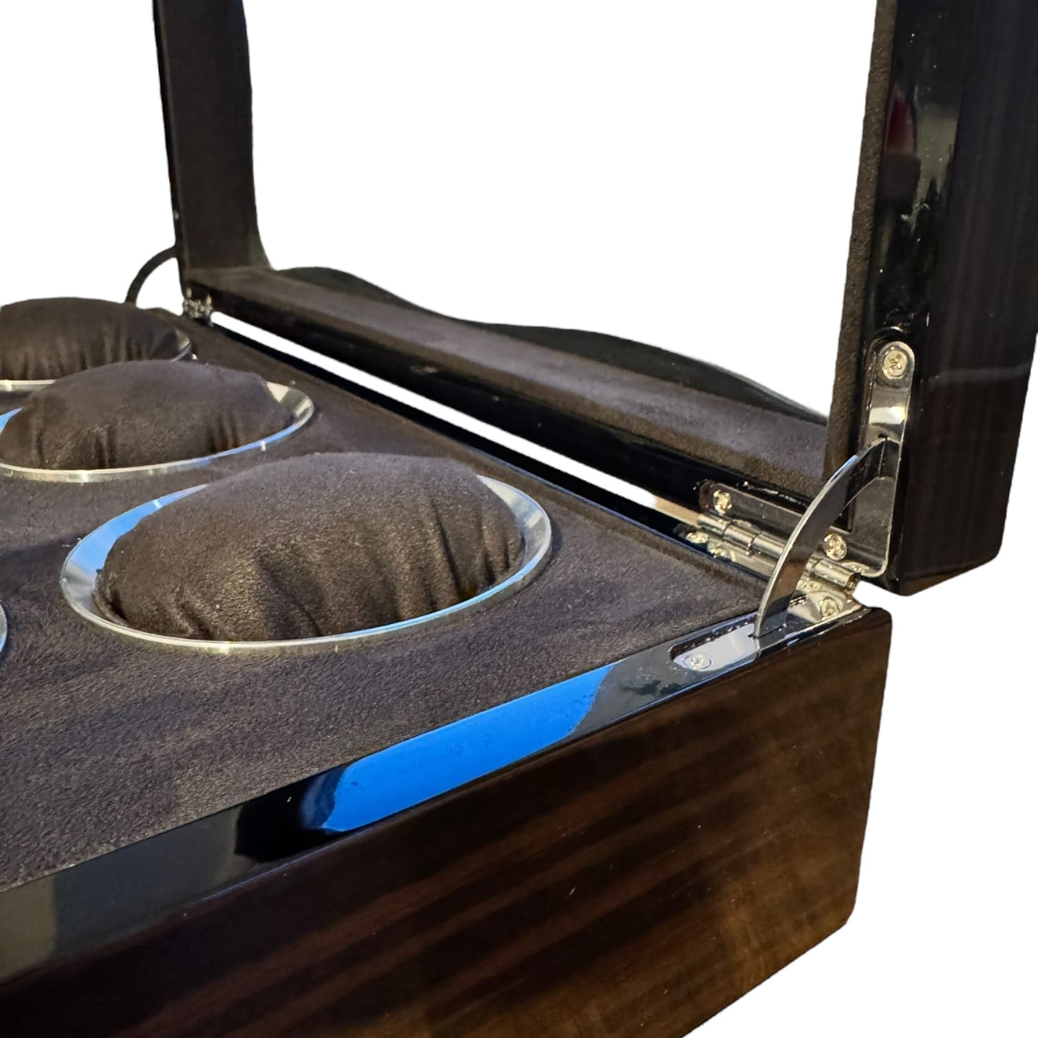 Lux Watch Box Co Watch Box 6 Vanguard Chrome 6 Watch Box - Walnut Laquered Burl