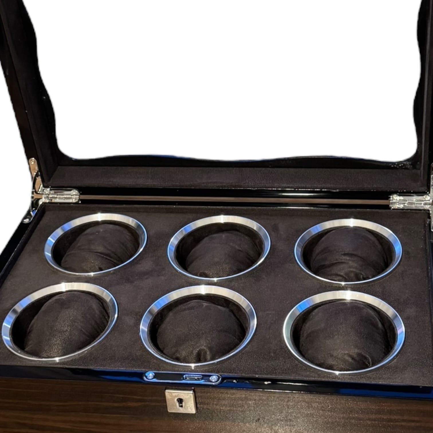 Lux Watch Box Co Watch Box 6 Vanguard Chrome 6 Watch Box - Walnut Laquered Burl