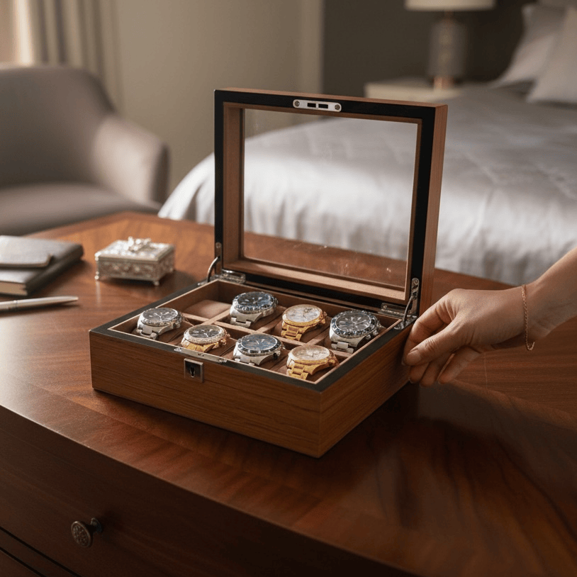 Lux Watch Box Co Watch Box 8 Heritage 8 Watch Box - Chestnut Brown