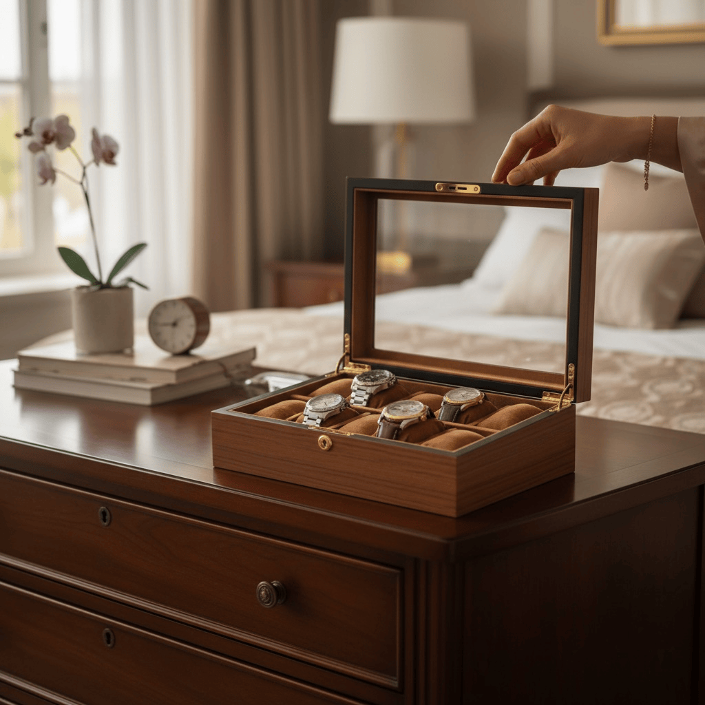 Lux Watch Box Co Watch Box 8 Heritage 8 Watch Box - Chestnut Brown