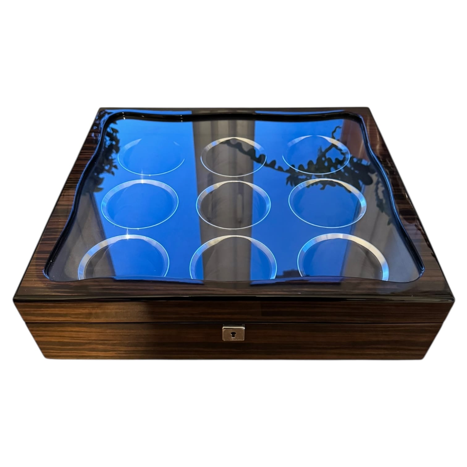 Lux Watch Box Co Watch Box 9 Vanguard Chrome 9 Watch Box - Walnut Laquered Burl