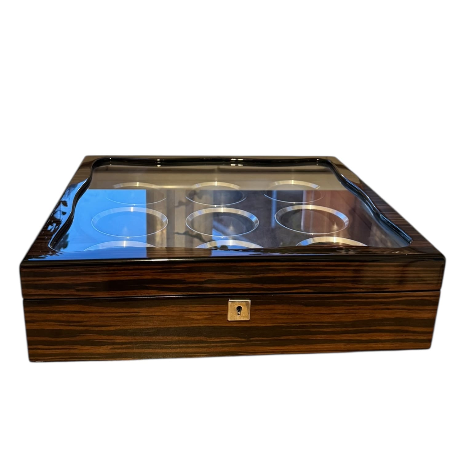 Lux Watch Box Co Watch Box 9 Vanguard Chrome 9 Watch Box - Walnut Laquered Burl