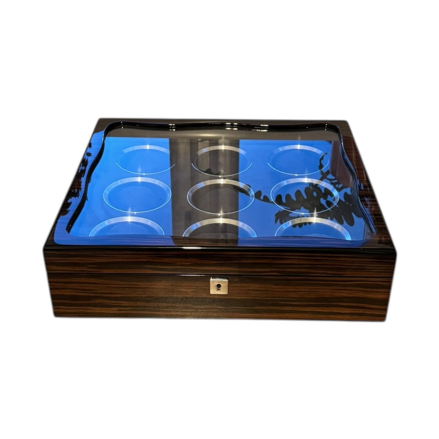 Lux Watch Box Co Watch Box 9 Vanguard Chrome 9 Watch Box - Walnut Laquered Burl