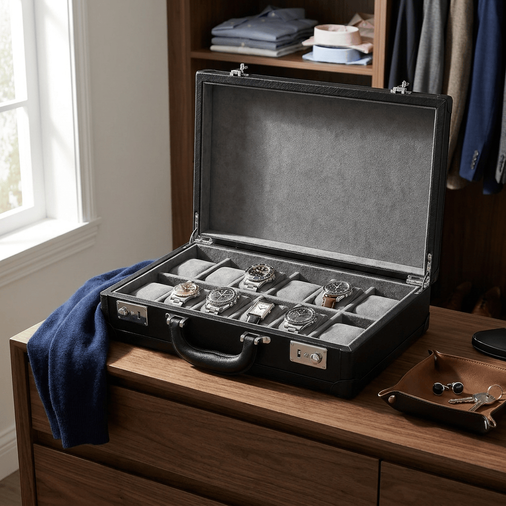 Lux Watch Box Co Watch Box Mayfair Attaché 12 Watch Case