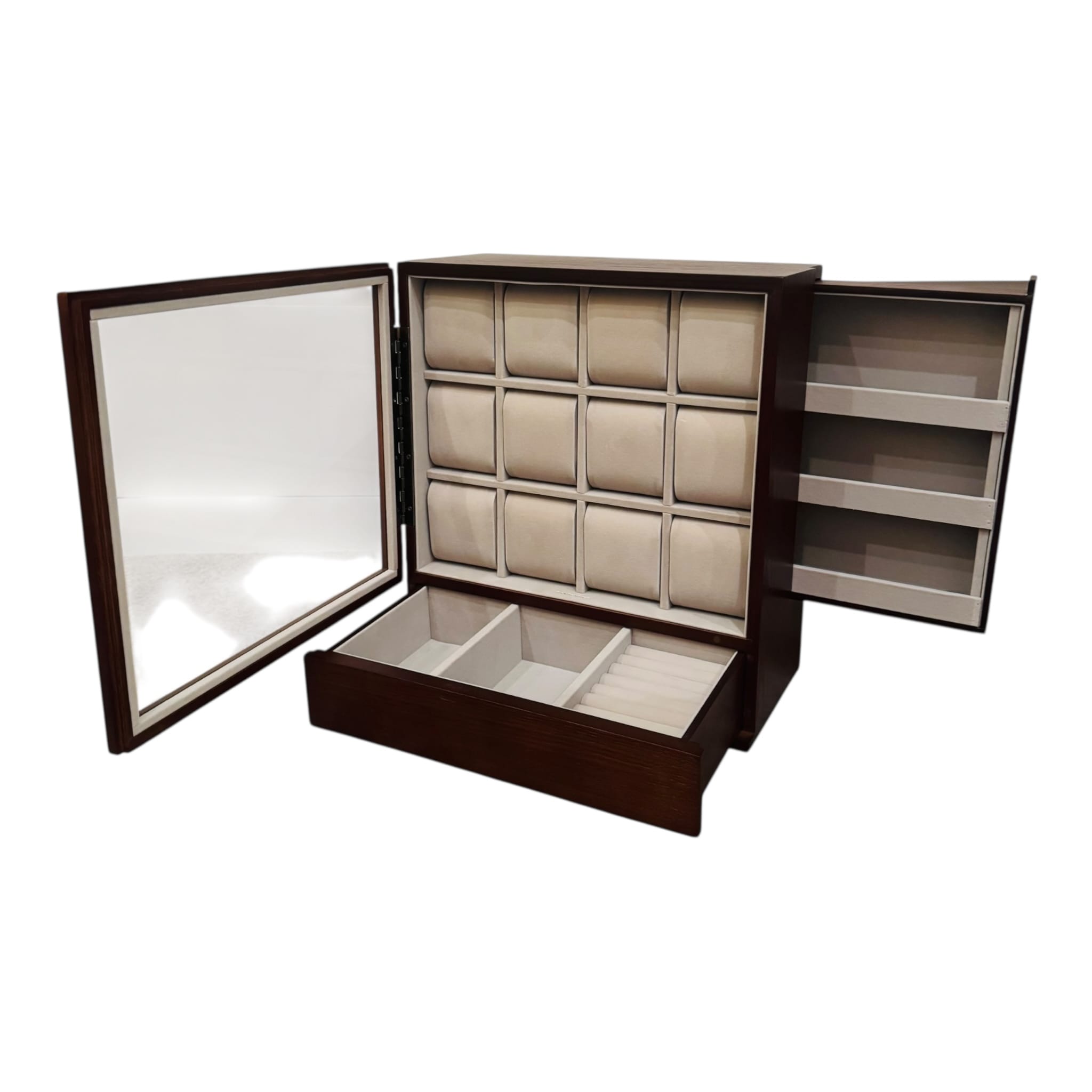 Lux Watch Box Co Watch Cabinet 12 Heritage 12 Watch Cabinet - Walnut Brown