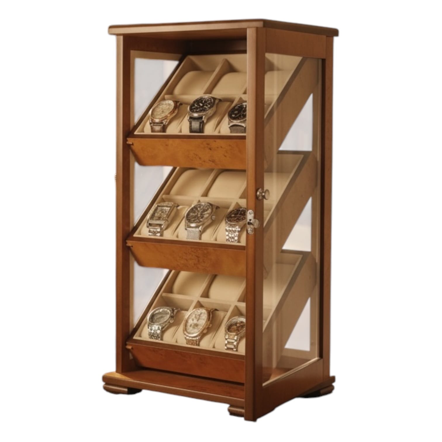 Lux Watch Box Co Watch Cabinet 18 Heritage 18 Watch Bureau - Burl Amber